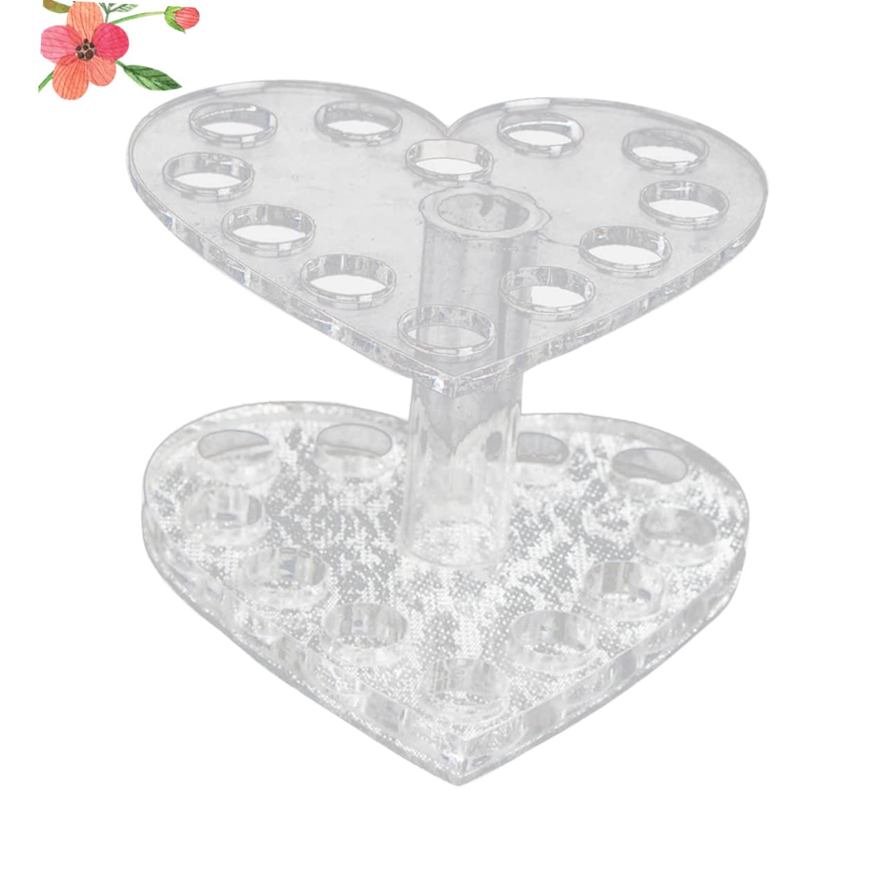 Healeved Heart-Shaped Nail Art Pen Holder Transparent Acrylic Gel Brush Stand Organizer Uv Gel Polish Pen Rest 3.42X3.34X2.40In for Manicure Tools
