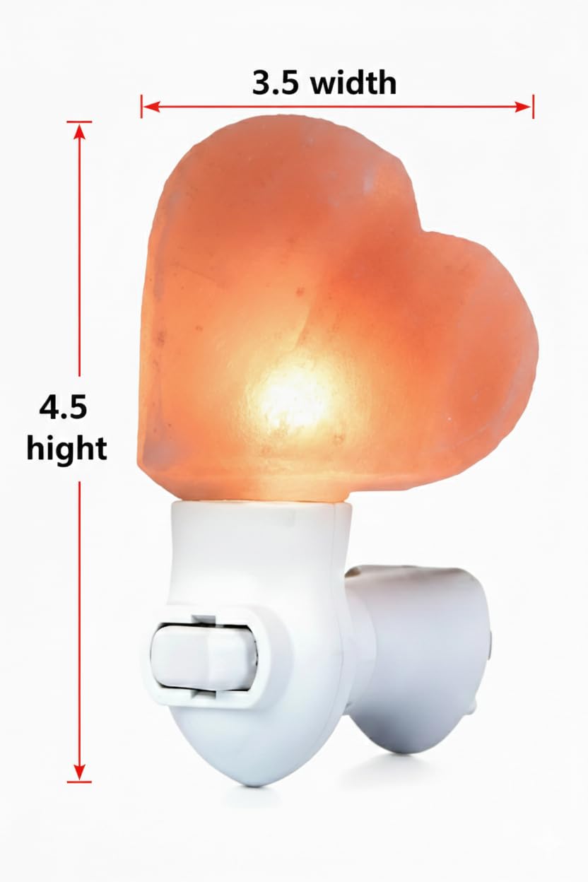 NatureBoost Himalayan Pink Salt Night Light, Heart Shape Plug-in Lamp with Extra Bulb – 1 Pack