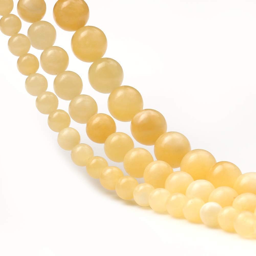 Yochus 45pcs Yellow Jade Beads，8mm Healing Power Natural Stone Round Loose Beads for Jewelry Making Earring Necklace DIY Crafts