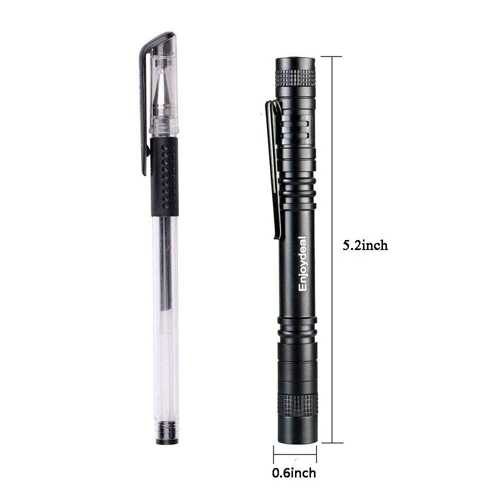 enjoydeal 5PCS Pen Light Flashlight Ultra Slim Portable LED 1000LM Pocket Penlight Torch with Clip Powered by 2 x AAA Battery (not Include)