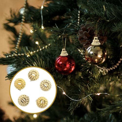 DOITOOL 100pcs Gold Christmas Ornament Caps, 0. 51inch Round Christmas Hangers Caps Replacement for DIY Xmas Tree Ball Ornaments