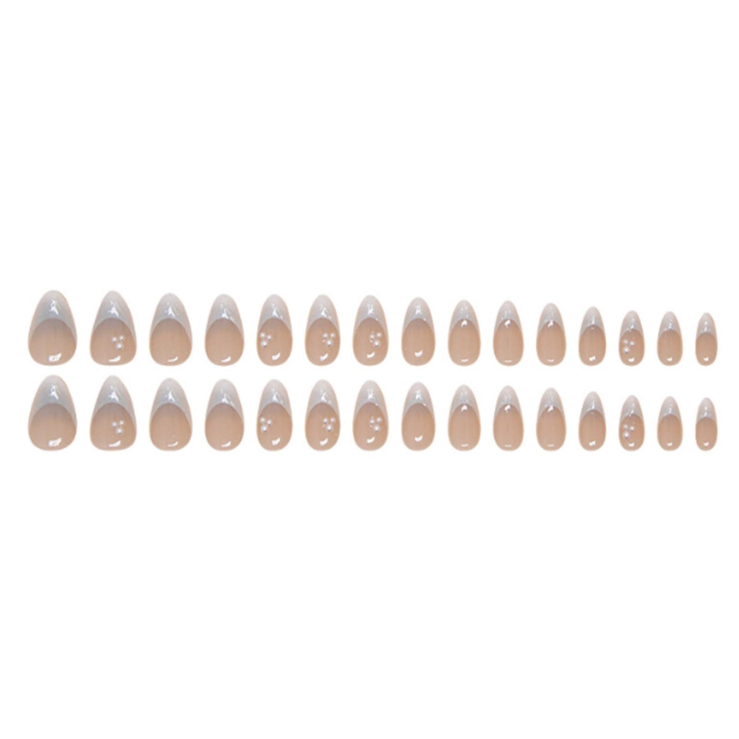 Hkanlre Almond Fake Nude Nails Tips Full Cover False Medium Nails Summer Flower Press on Nails for Women 24PCS