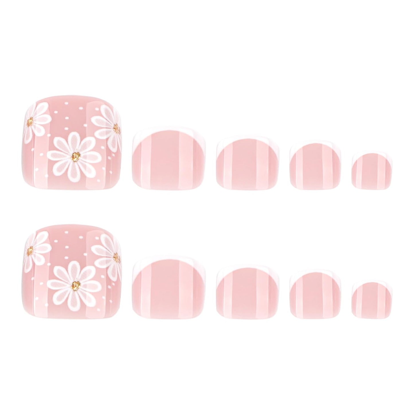 FIEONCIY Press on Toenails with Designs Acrylic Fake Nails for Toe Artificial False Nails with Charms Glue on Toe Nails for Spring Summer Stick on Toenails for Women Girls(JP3804)