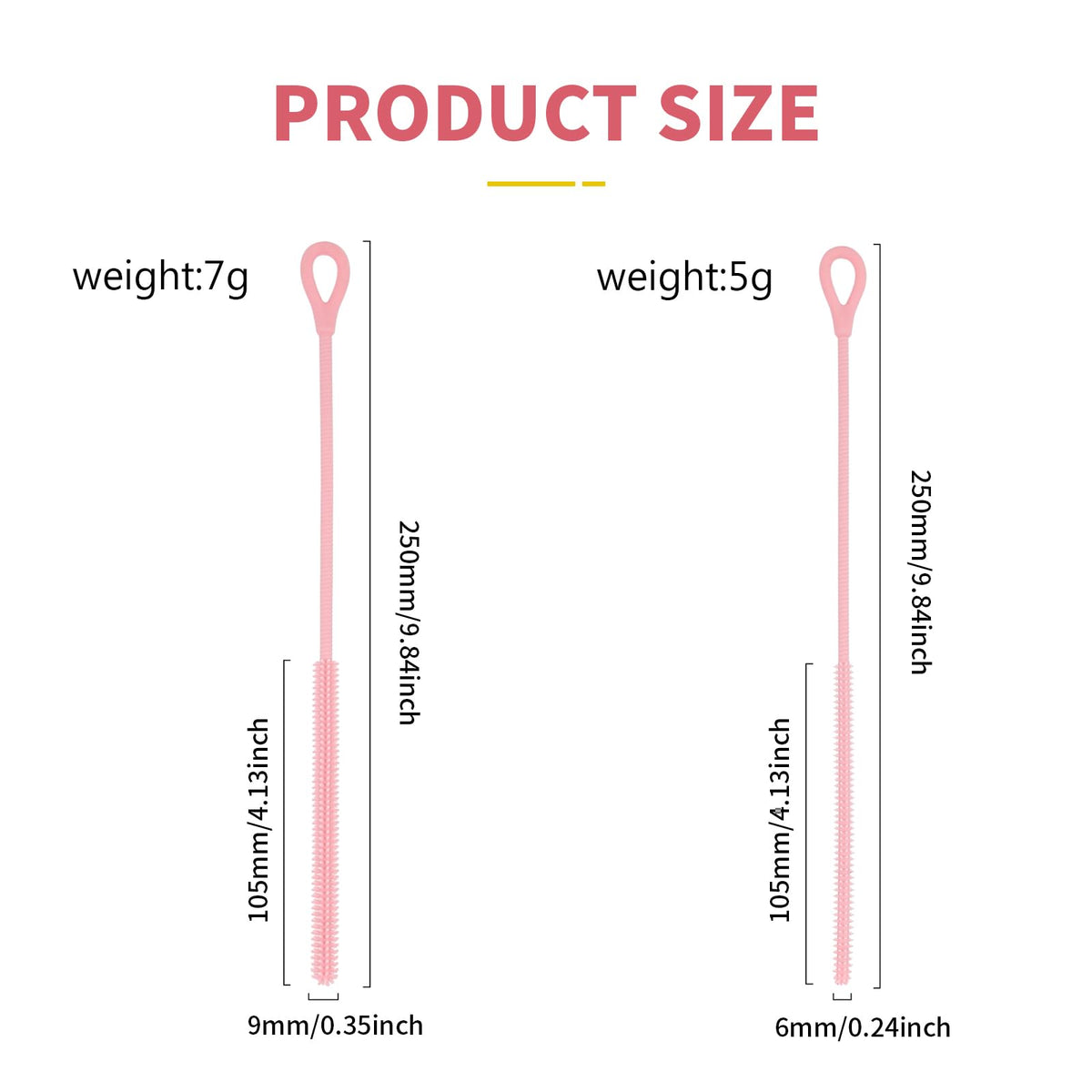 2Pcs Silicone Straw Cleaner Brush (2 Count)