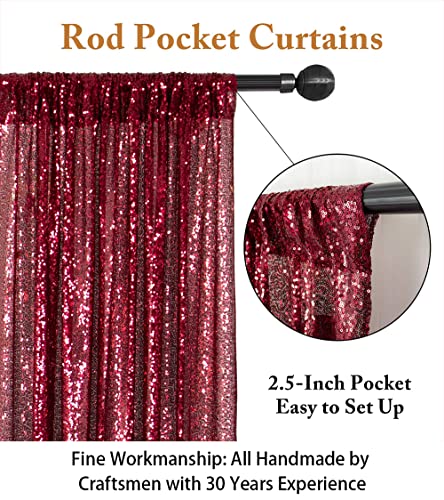 ShinyBeauty Burgundy Sequin Backdrop 5FTx7FT, Polyester, for Photography, Wedding, Baby Shower Backdrop Drapes, Happy Birthday - color: Burgundy, size: 5FTx7FT