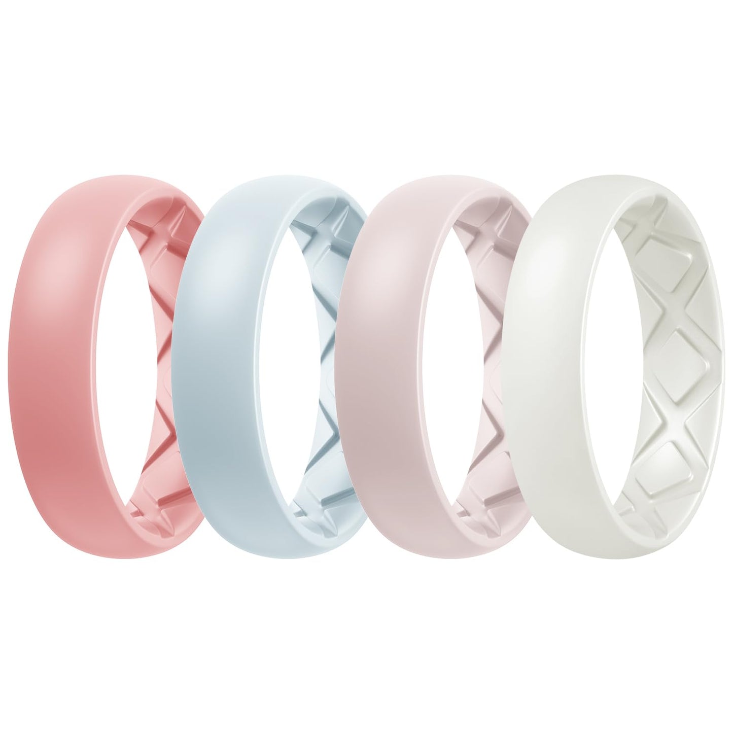 Egnaro Women's Engagement Rings, Silicone Inner Arc Ergonomic Breathable Design with half sizes, Rubber Wedding Band Rings，5.5mm Wide-2mm Thick