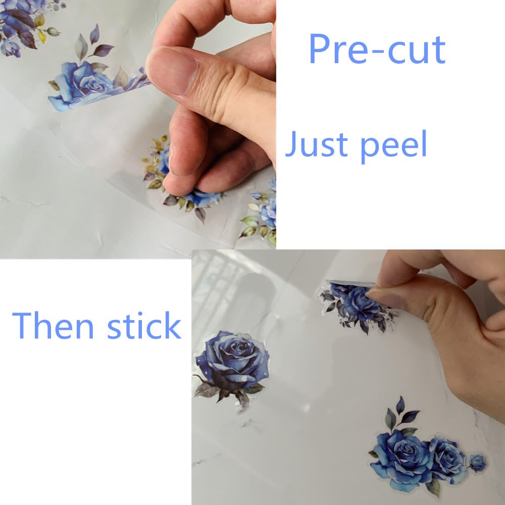 Koolemon 6Rolls Pre-Cut Floral Tape, Decorative Tape PET Flower Stickers for Crafts Journaling Scrapbook Supplies