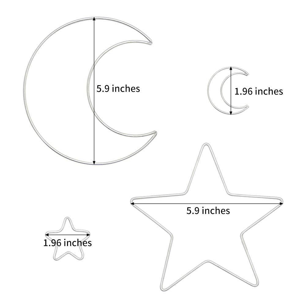 20 Pcs Moon Star Dream Catcher Metal Hoop Rings Circle Macrame for DIY Craft Dream Catcher Making Home Wall Hanging Projects Wreath Decoration