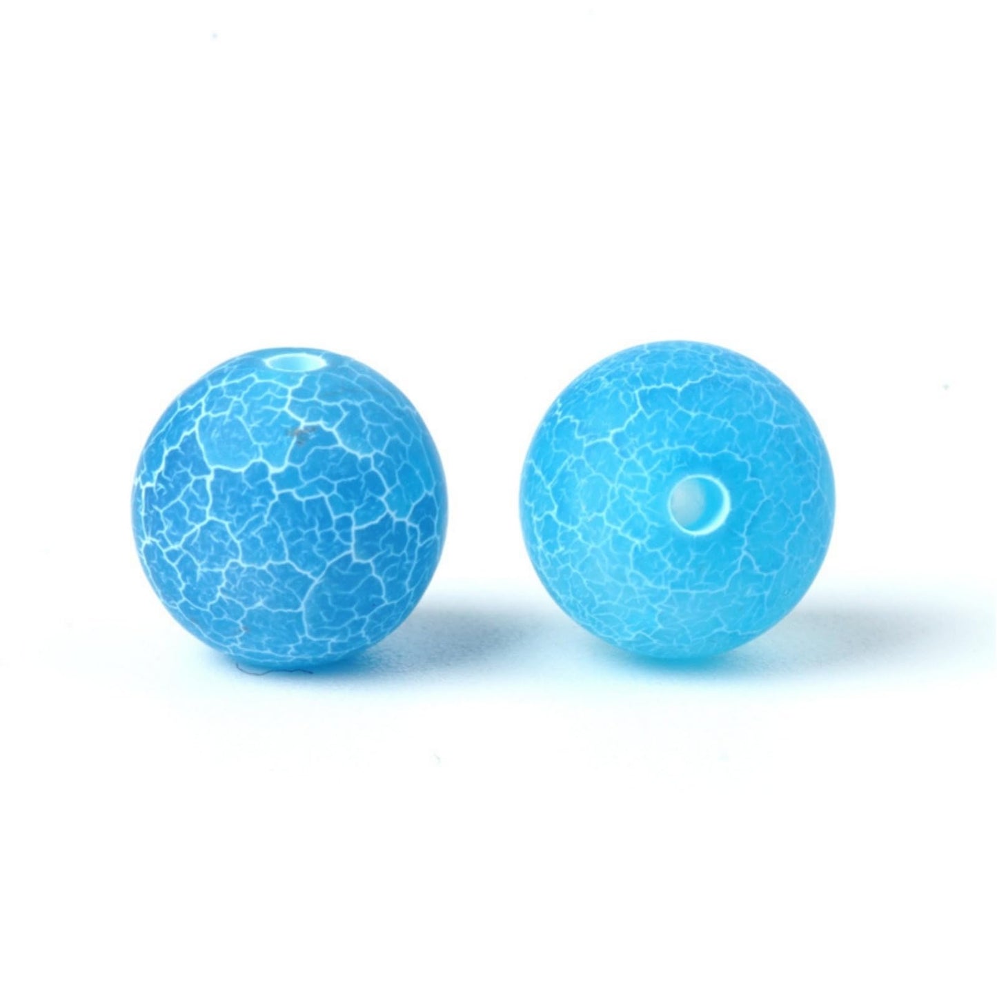 100Pcs Natural Stone 6mm Blue Frosted Spider Net Agate Round Loose Gemstone Energy Healing Beads Hole Size 1mm DIY Smooth Beads for Bracelet Necklace Jewelry Making