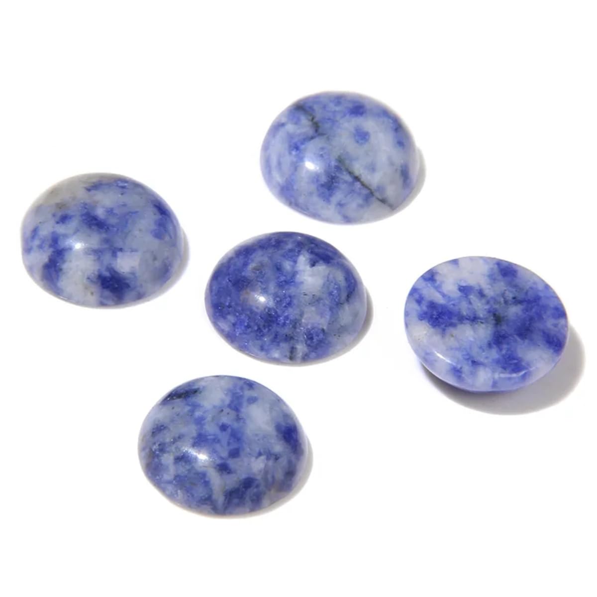 20pcs 12mm Natural Stone No Hole Blue Sodalite Semicircle Smooth Cabochons Beads Healing Chakra Crystal Stone Bead for Jewelry Making Rings Earrings Necklace Bracelet DIY Crafts