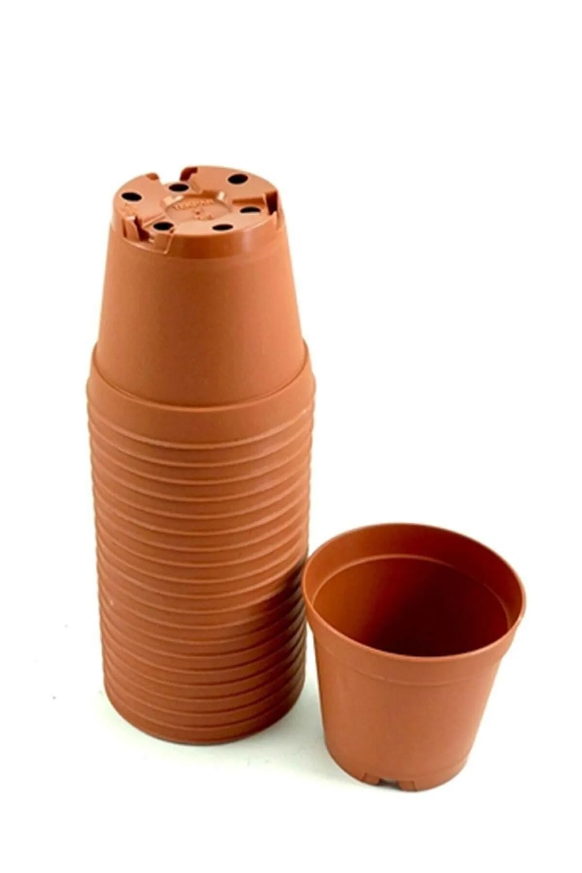 serazat 50 Pack Mini Brown Plastic Plant Pots – 2.16 x 1.97 Inch Nursery Pots for Small Plants, Succulents, Flowers – Ideal for Home & Office Decor