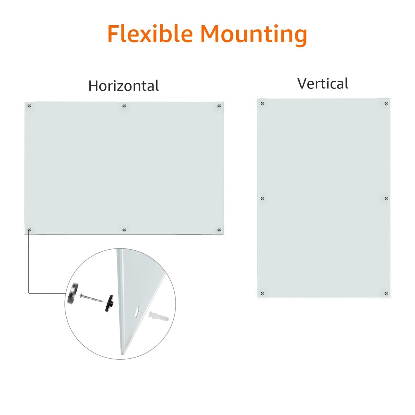 Amazon Basics Glass Dry-Erase Board, Magnetic Frameless Whiteboard, Easy to Install, with Eraser, 48" x 36"