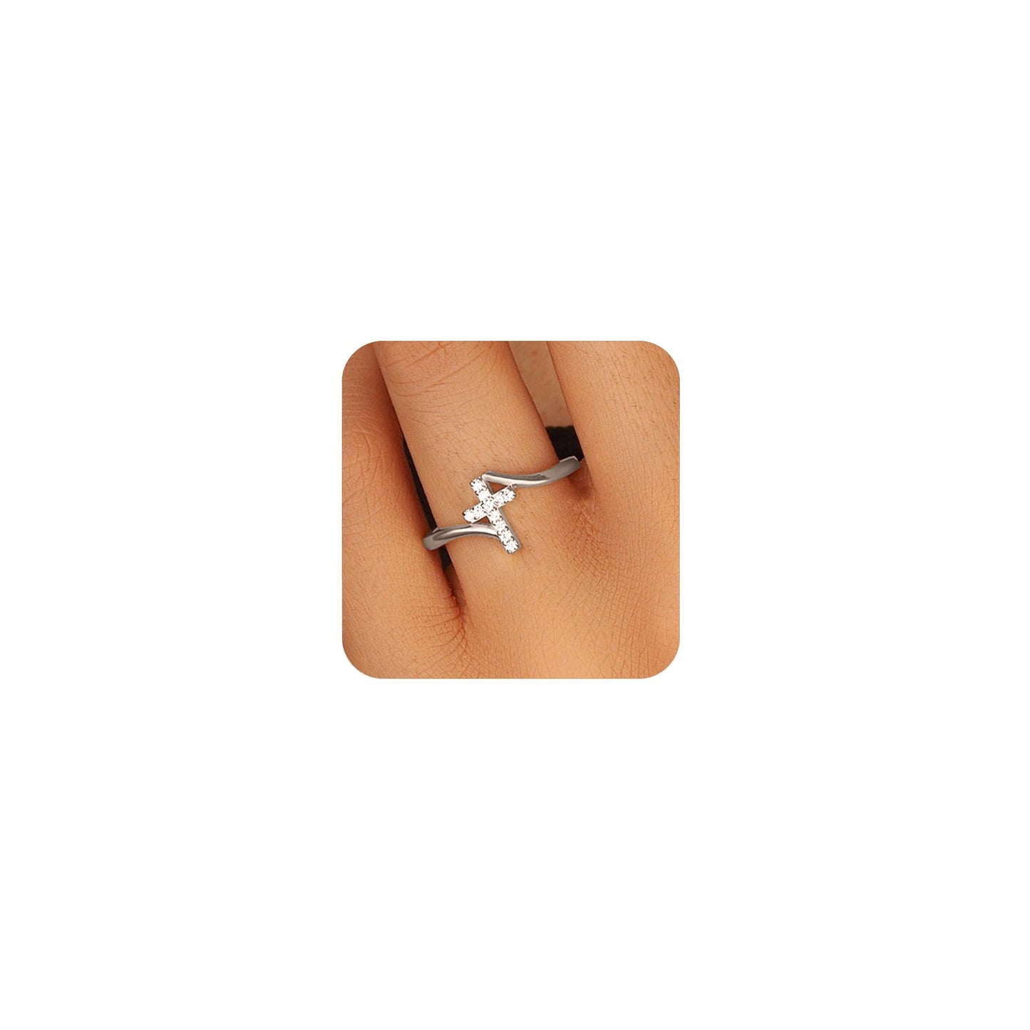Punhem Gold Cross Statement Rings for Women 14K Gold Silver Tone Non Tarnish Cute Band High Polished Smooth Comfort Fit Size 5-10