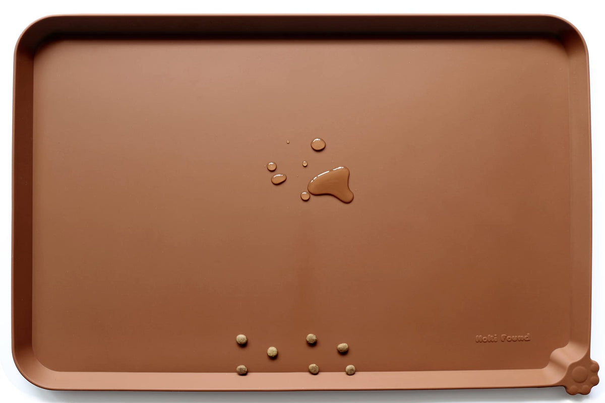 Hoki Found XX-Large Silicone Pet Food Mats - Non-Slip Dog & Cat Feeding Mats - Waterproof for Carpet - Black