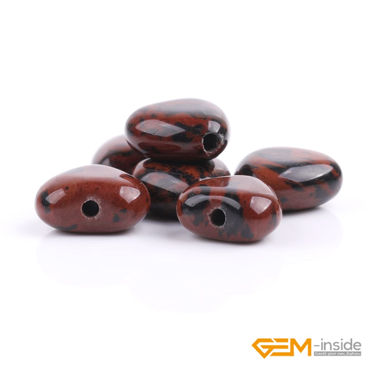 GEM-Inside 10mm Heart Charms Natural Coffee Brown Gold Swan Jasper Gemstone Stone Beads for Jewelry Making Full 15" Strand Power Energy Healing Chakra Stone Beads