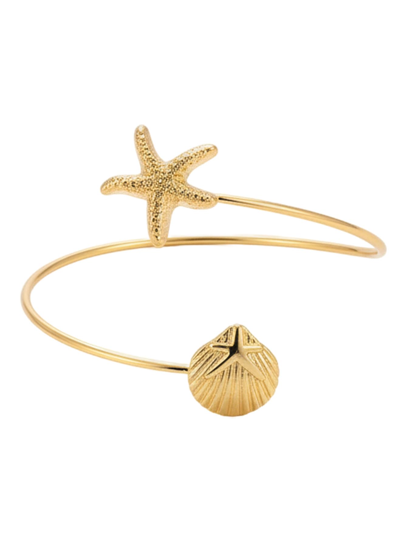 MakeMeChic Beach Gold Arm Cuff Jewelry for Women Bangle Band Armlet Flower Upper Arm Cuff Bracelet Summer Beach Essentials Gold Starfish One-Size