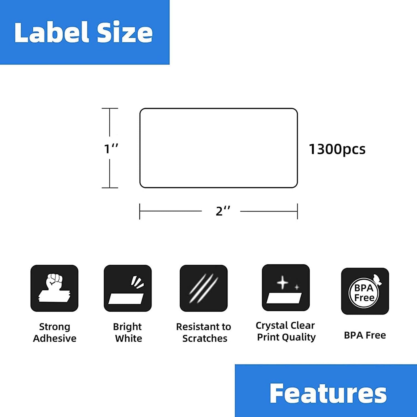 Printholic 24 Rolls 2" x 1" Direct Thermal Labels for Barcodes Postage Address Shipping Labels Compatible with Rollo & Zebra Desktop Printers Adhesive - 1300 Labels/Roll