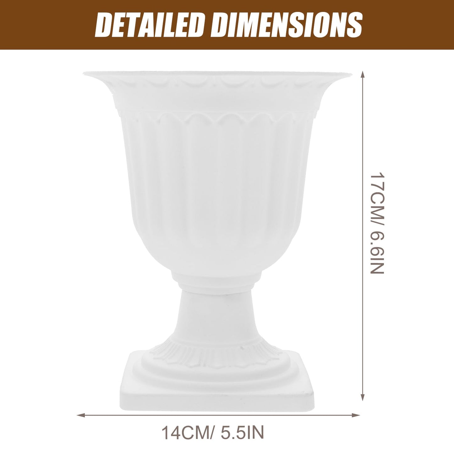 GANAZONO Roman Style Plastic Flower Pots 2-Pack 11.02X5.51X6.69In Compact Succulent Planters for Indoor Outdoor Garden Porch Decoration