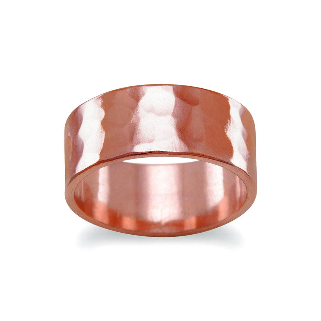 JewelryWeb 8mm Solid Copper Hammered Ring Size 6 Band Style-Ring for Women