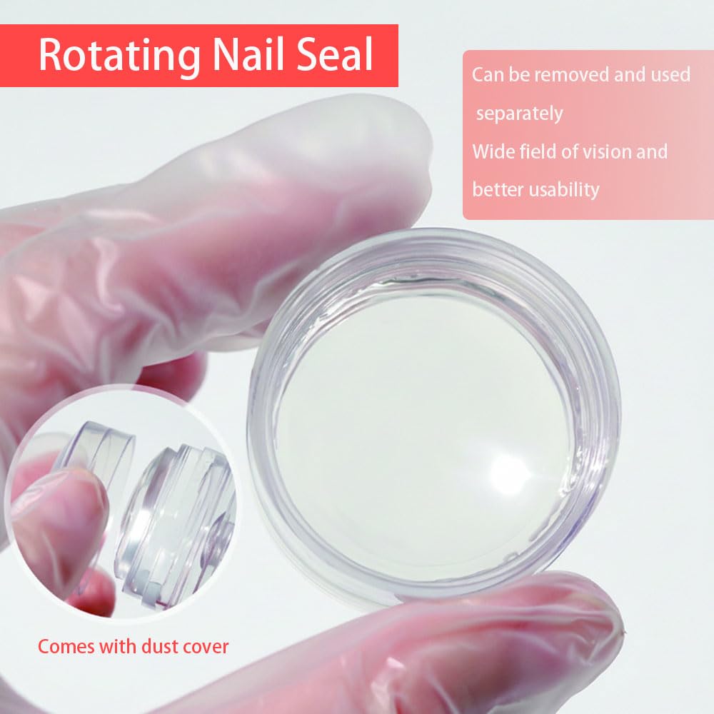 Vantico Professional Rotating Nail Art Stamper Kit, Clear Silicone Head, Adjustable Pattern Size, DIY Manicure Tool with Cleaner stamper’s Sensitive Skin Friendly,for Home Salon