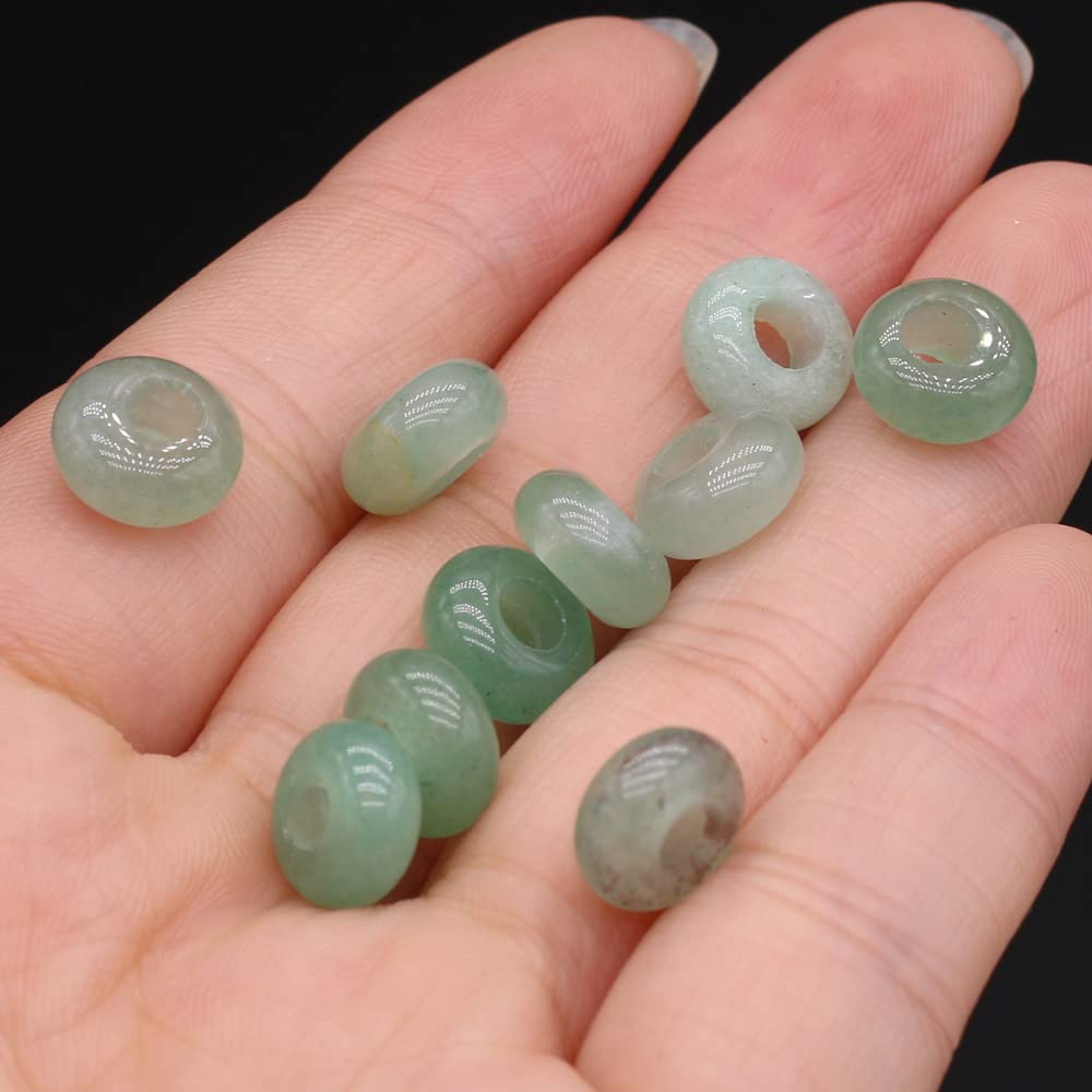 50pcs Natural Semi-Precious Stone Large Hole Loose Beads Abacus Shape Fashionable Opal Amethyst Unakite Rose Quartz Charm Beads for Making Necklace Bracelet