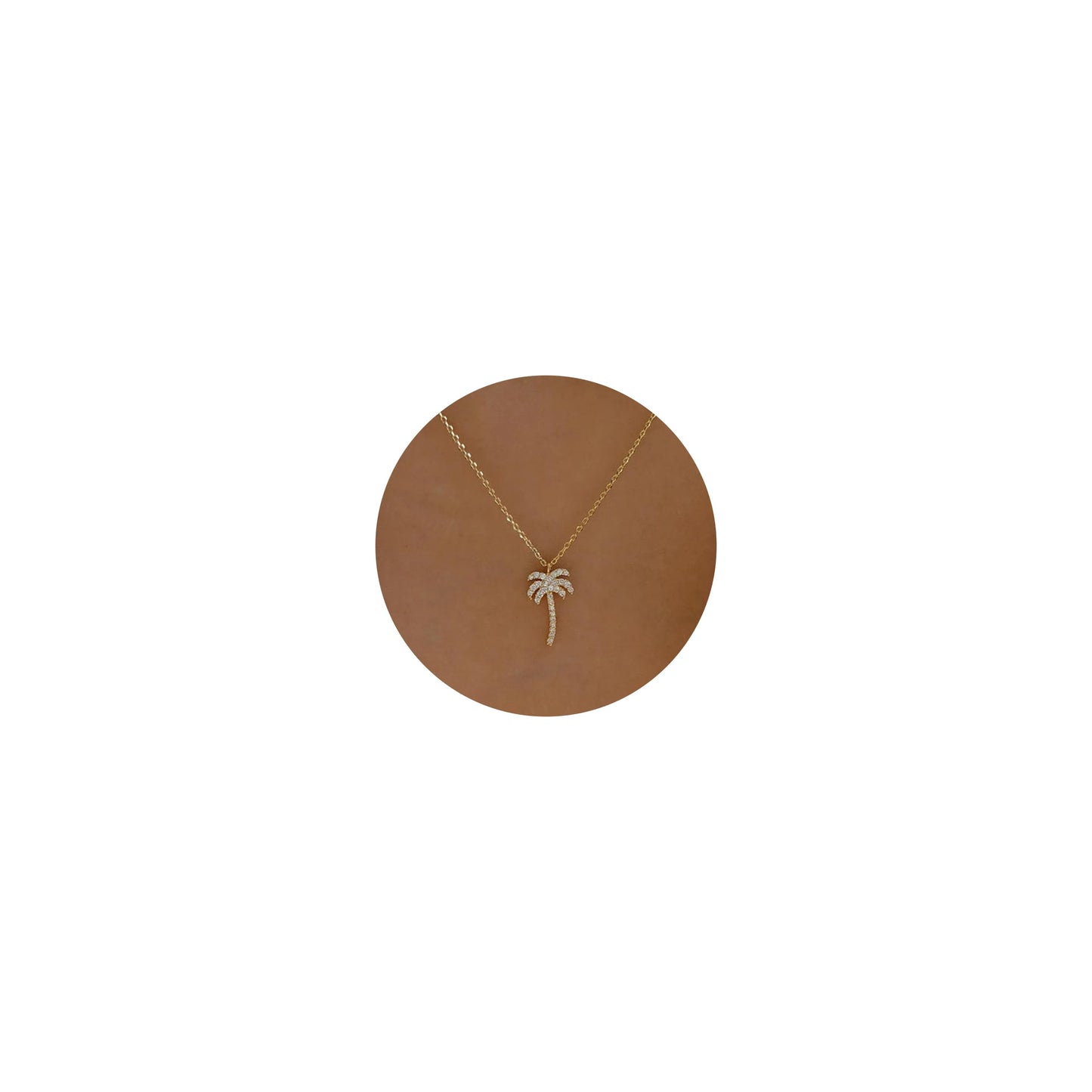 GUOKE Palm Tree Necklace - 14K Gold Plated Dainty Gold Necklace Simple Jewelry for Women