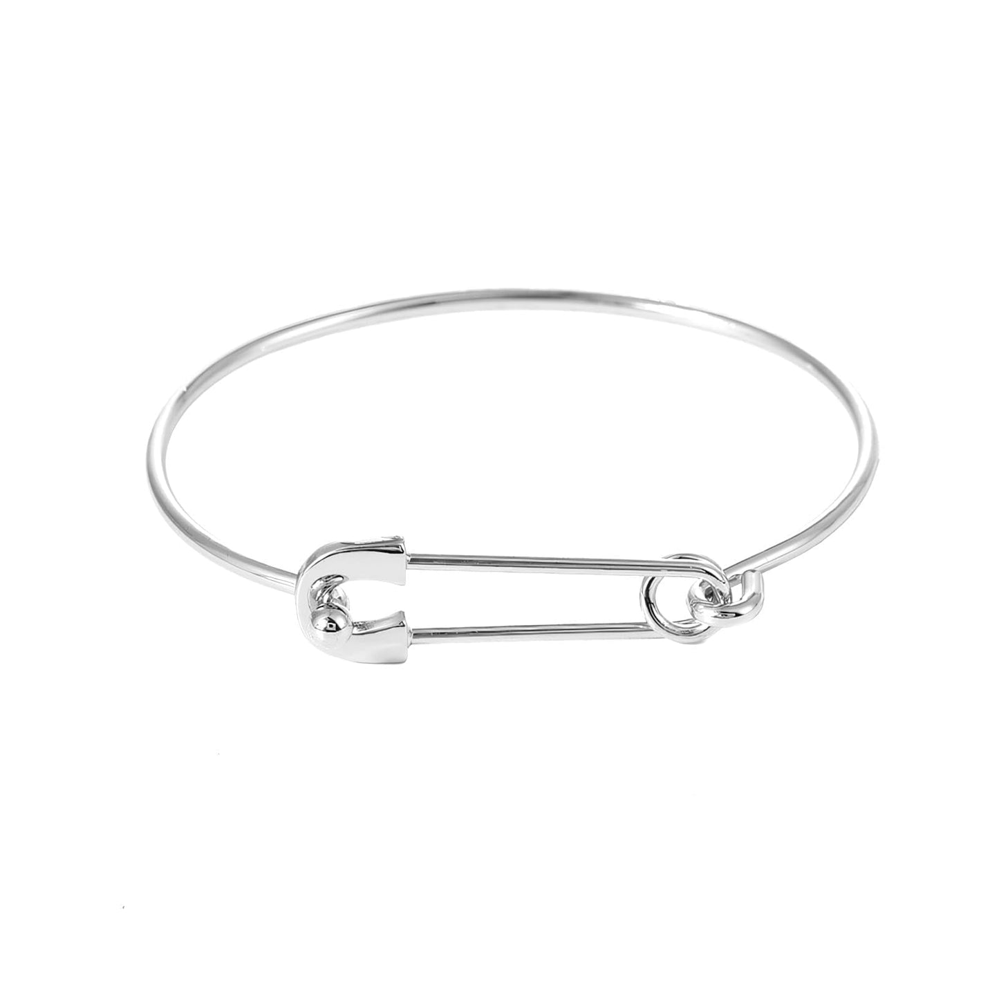 Baoaichi Handmade Sterling Silver Bangle Bracelet for Women Trendy Paperclip Cuff Bracelets Safety Pin Hook Bangle Bracelets Simple Cuff Bangles Stackable Wrap Bracelet Jewelry Gifts for Women