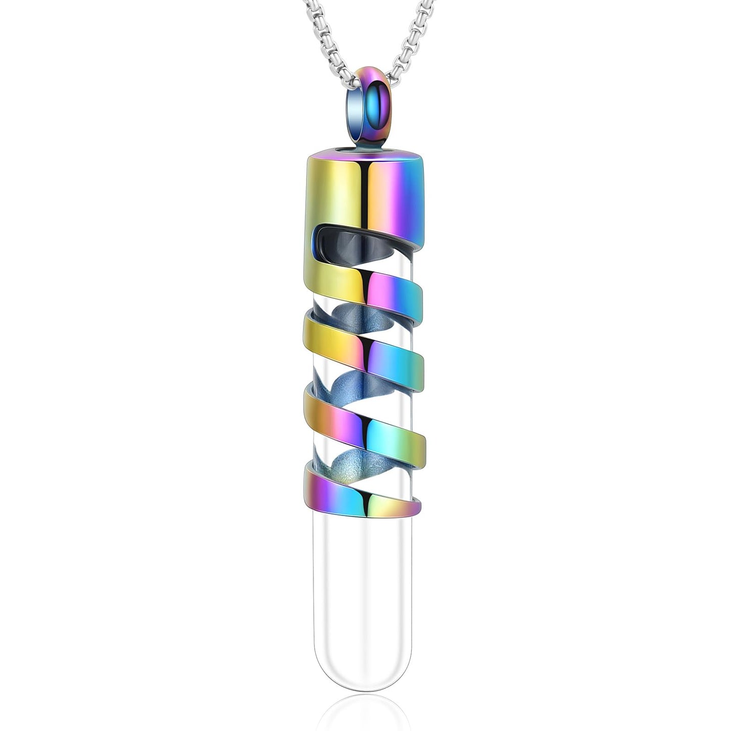 Oinsi Clear Glass Tube Cremation Urn Jewelry Ashes Holder Necklace Keepsake Memorial Pendant Including Box/Fill Kits