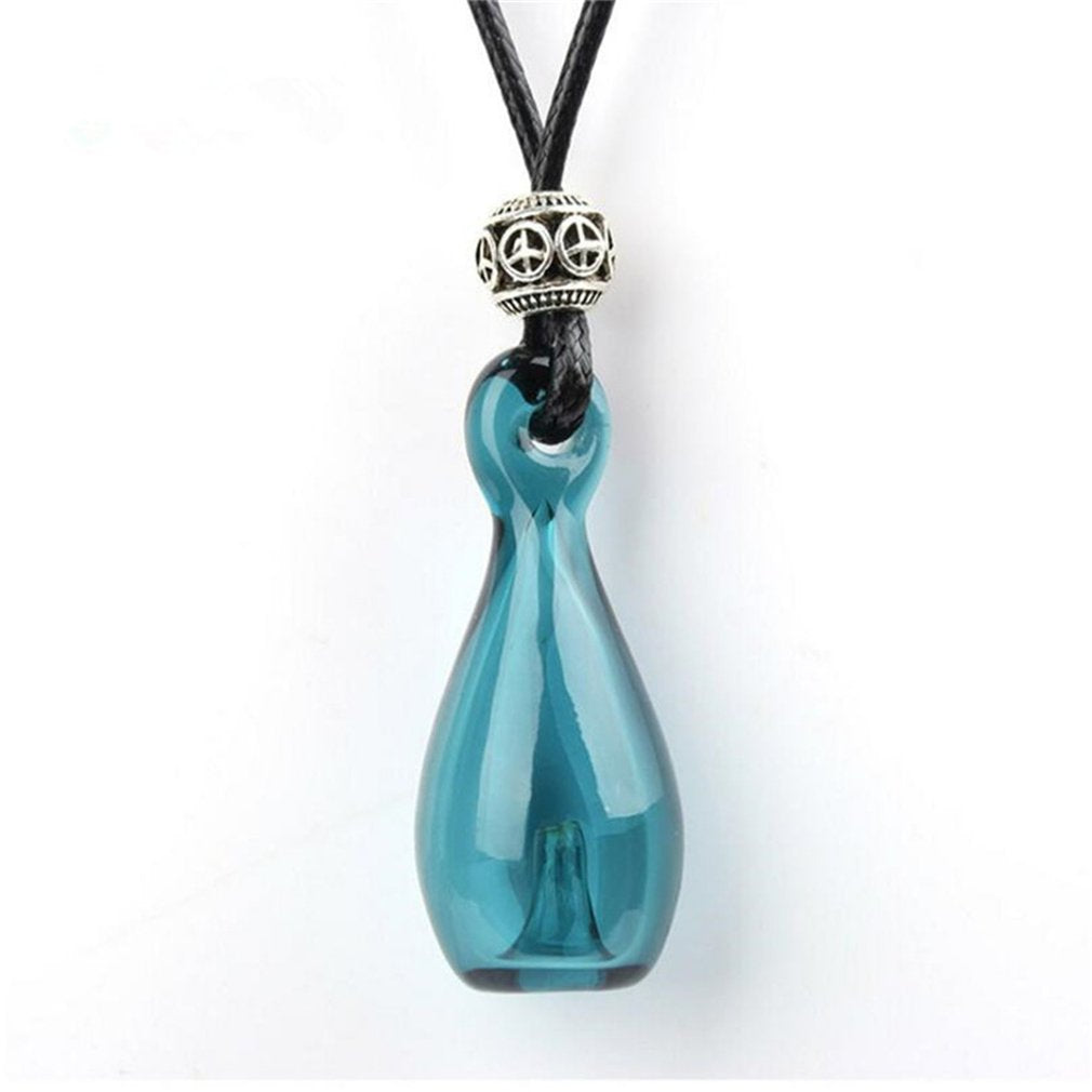 Diffuser Perfume Refillable Coloured Handmade Essential Oil Bottle Pendant Necklace Glass Vial Pendant Unique Gift (Blackish Green)