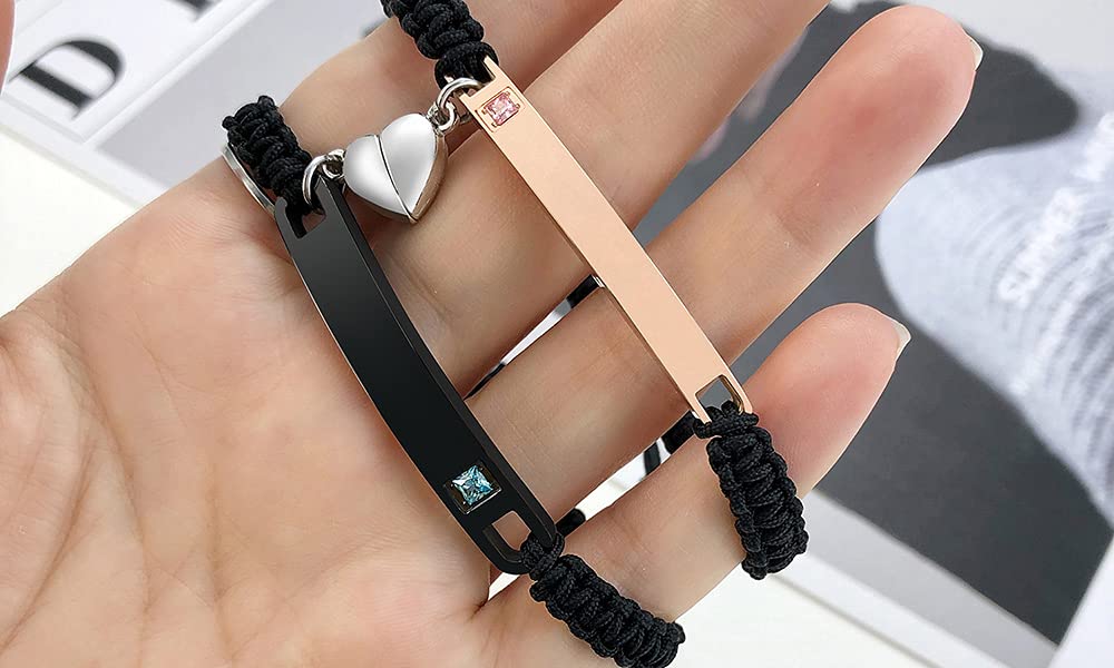 MEALGUET Personalized Couple Bracelet Customized Couple Bracelets Set Mutual Attraction Custom Name Relationship Bracelet Personalized Gift for Men Women, Handmade