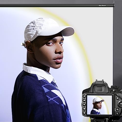 RAUBAY Retractable Pull Down White Screen Backdrop - 78.7" x 86.6" Collapsible Wall-Mount Background for Professional Video Production, Photography, TikTok and Video Conferencing - color: White, size: Wider(78.7 X 86.6in)
