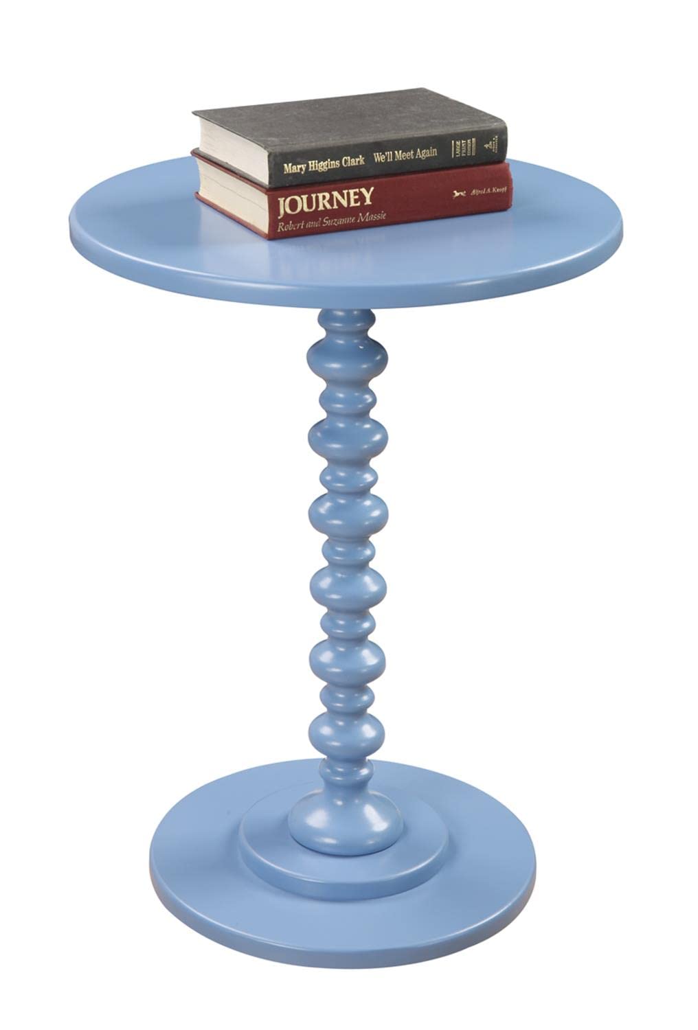 Convenience Concepts Palm Beach Spindle Table 17.75" -Traditional Solid Wood Round Side Accent, Display Pedestal for Transitional Living Room, Entryway, Hallway, or Bedroom, Blue