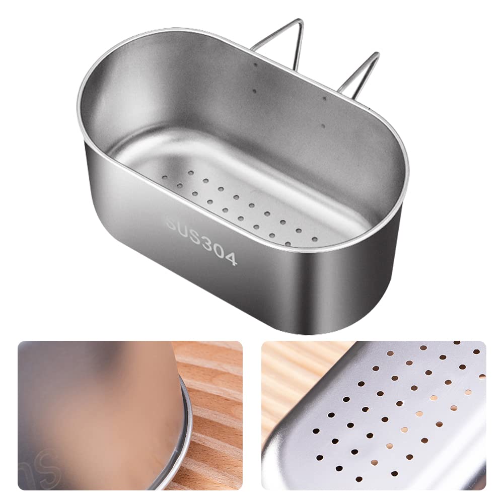 SYCOOVEN Stainless Steel Sink Drain Strainer Basket, Multifunctional Hanging Sink Strainer Colander Drain Basket Kitchen Sink Food Waste Filter and Wash Vegetables Fruits(Silver)