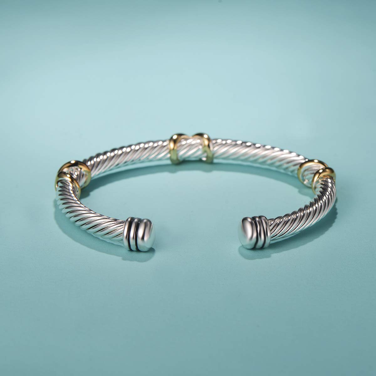 UNY Jewelry Bracelet Triple Criss Cross X Shape Infinity Twisted Cable Bangle Designer Inspired Women Jewelry (Triple No Stone)