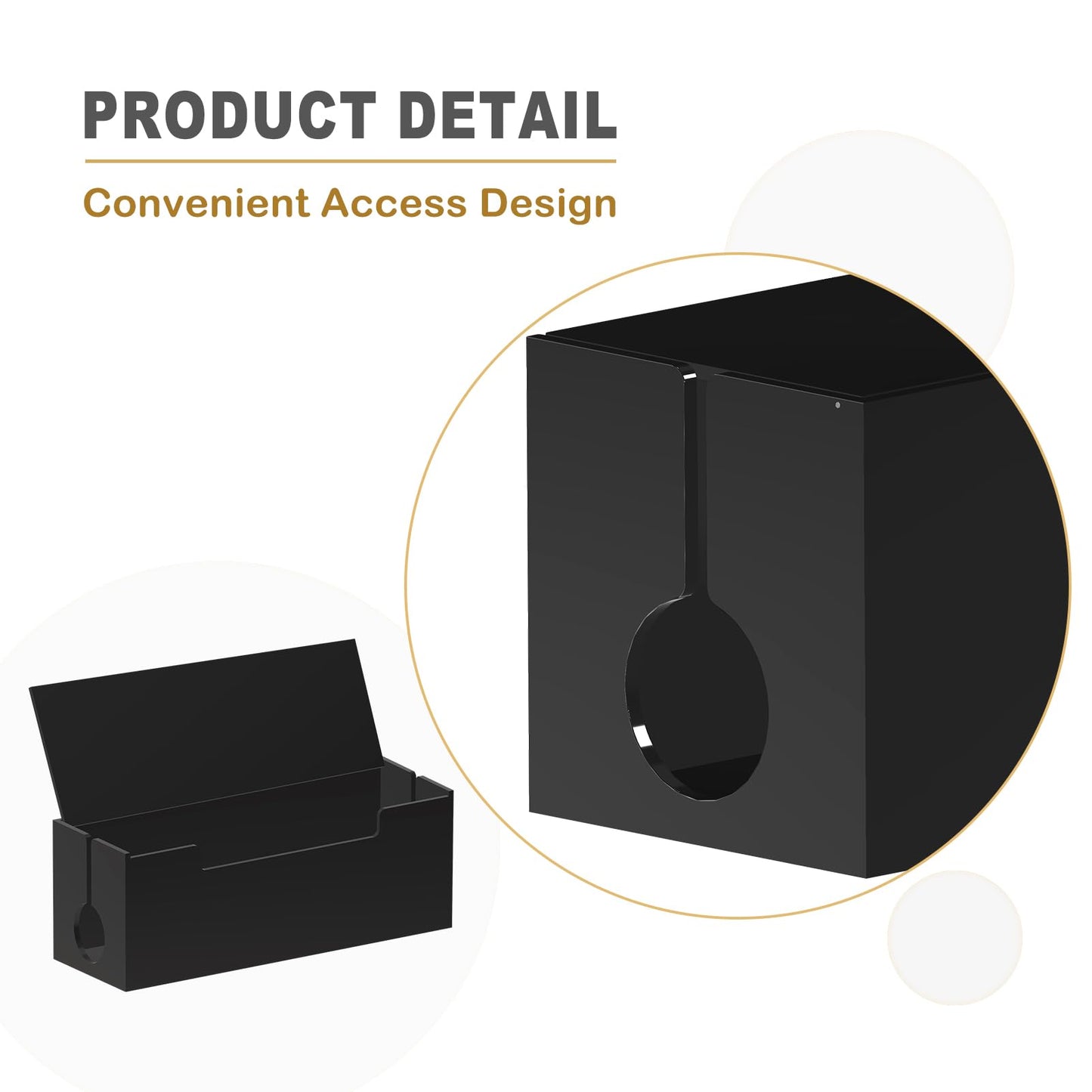 Cable Cord Organizer Box, 2 Open Slots Cords Hider Box, Under Desk Power Strip Organizer and Floor Cables Storage, Black