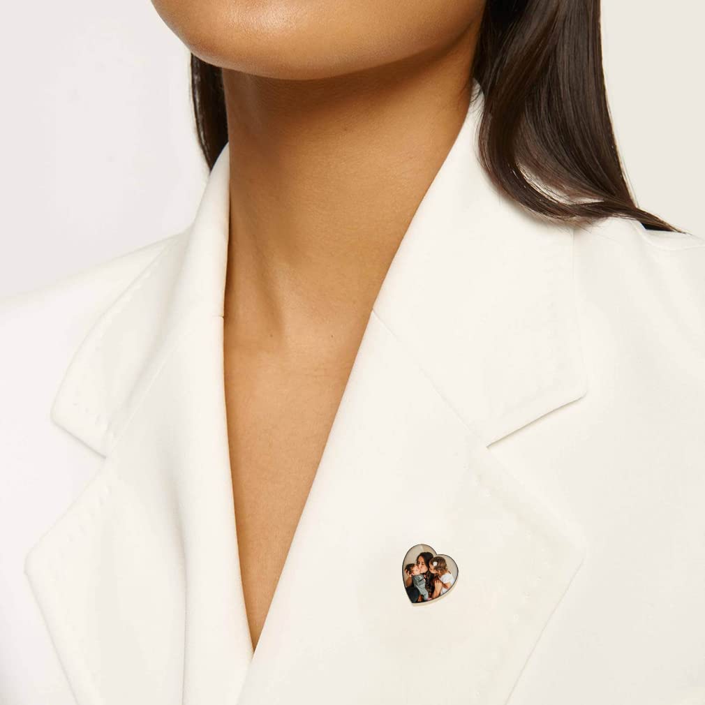 Custom4U Personalized Wedding Pin for Groom Memorial Picture Brooch Pins Boutonniere Photo Charm