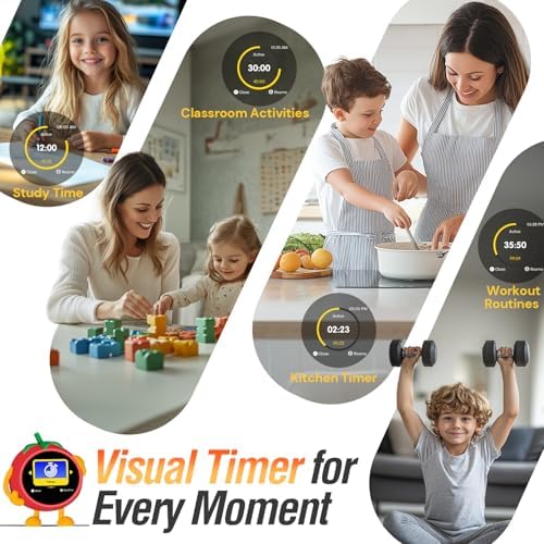 MOMILLA Kids Alarm Clock, Color Display 4 Alarms, Visual Timer for Bedrooms