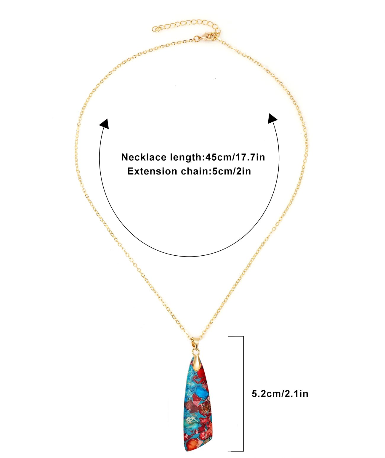 Wovanoo Nature Stone Necklaces for Women Boho Pendant Necklace 18K Gold Chain Necklaces Red Blue