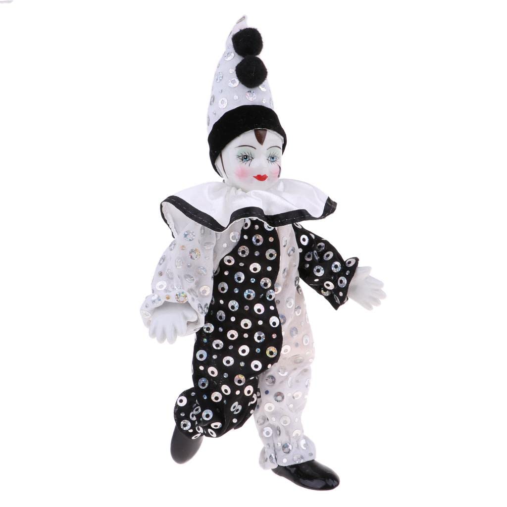 DYNWAVE 9inch Clown Doll - can Sitting & Standing, Hand Painted Harlequin Doll Display Decoration,Valentin Gift