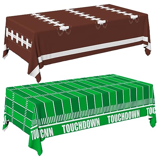 Football Party Decorations Disposable Tablecloth Plastic Touchdown Table Cover for Birthday Football Party Games Decoration 54 X 108Inch，2 Pack - style: FOOTBALL