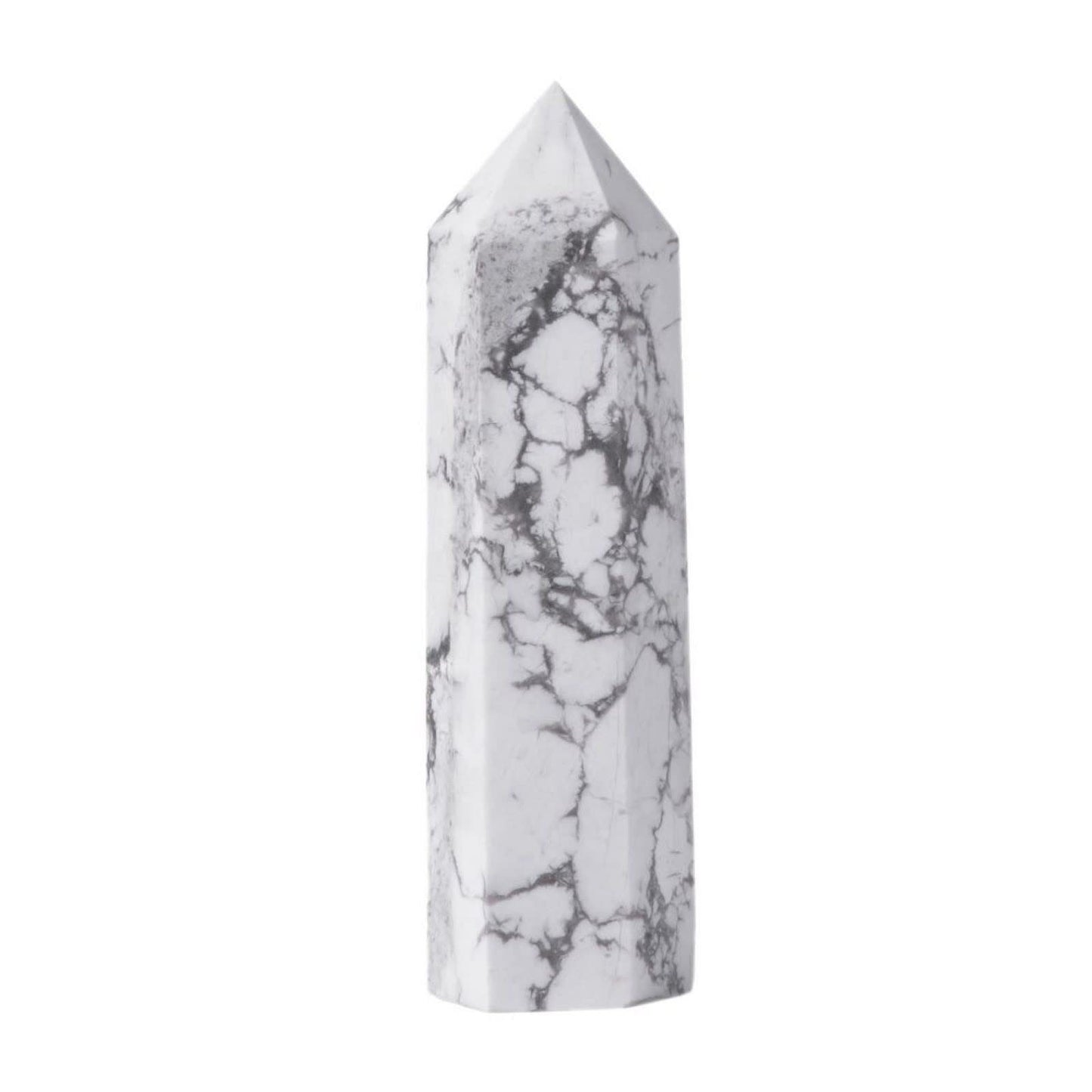 Large White Howlite Crystal Tower Healing Crystal Wand For Spiritual Use Hexagonal Point Reiki Chakra Gemstone Home Decor