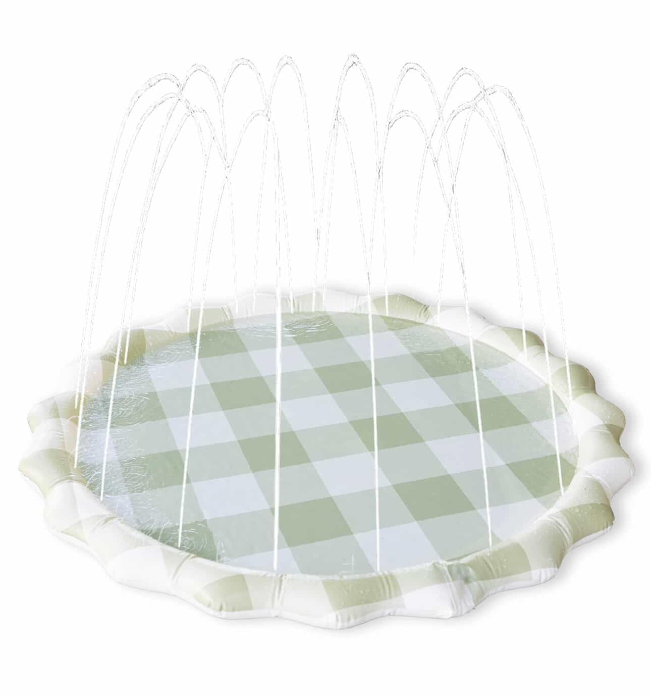 Neutral Gingham Splash Pad for Kids - Outdoor Sprinkler for Kids & Toddlers, Water Mat Sprinkler Toy-Splash Pool 67in