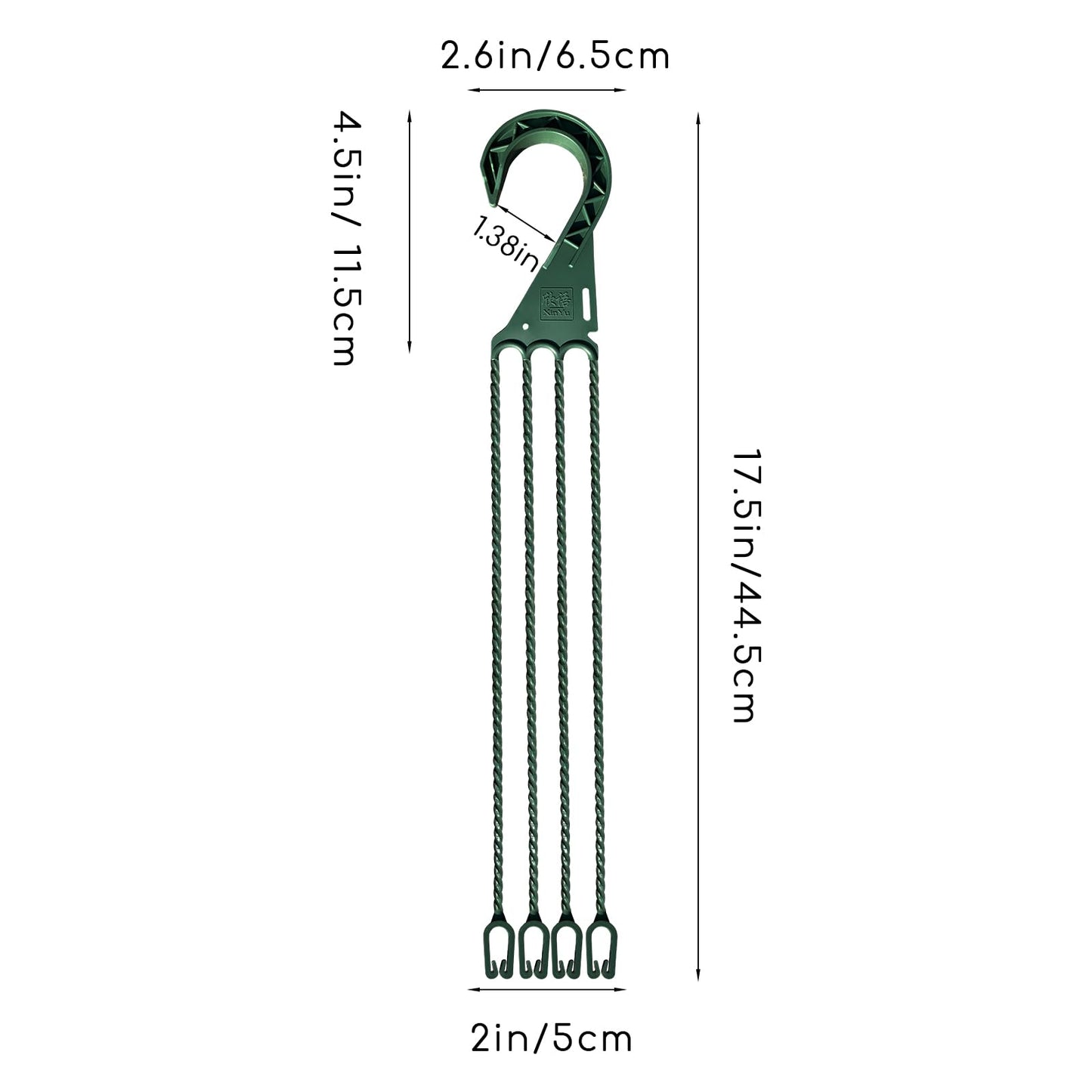 6 PCS Plastic Hanging Basket Hooks for Plants,4-Prong Detachable Pot Hangers for Indoor and Outdoor Use,Hanging Planter Holder Flower Pot,Green