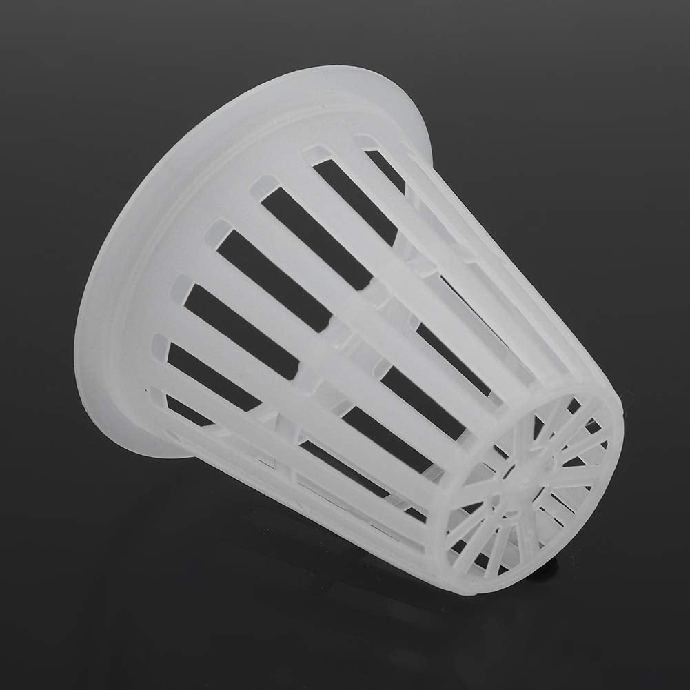 EBTOOLS 10pcs/Set 2 Inch Hydroponic Basket Cup, Durable Safe Plastic Hydroponic Slotted Mesh Cups Round Garden Net Pots for Garden Hydroponics Containers Balcony Planting (White)