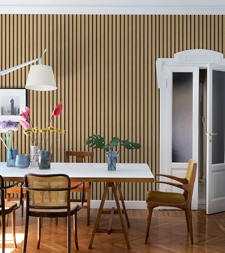 myforHD Wallpaper Peel and Stick Wood Grating Stripe Self-Adhesive Wallpaper Faux Wood Contact Paper Wood Slats Self Adhesive Wall Paper PVC Vinyl Film Removable Waterproof 17.3" x 118" - color: Wood F, size: 17.3" x 118.1"