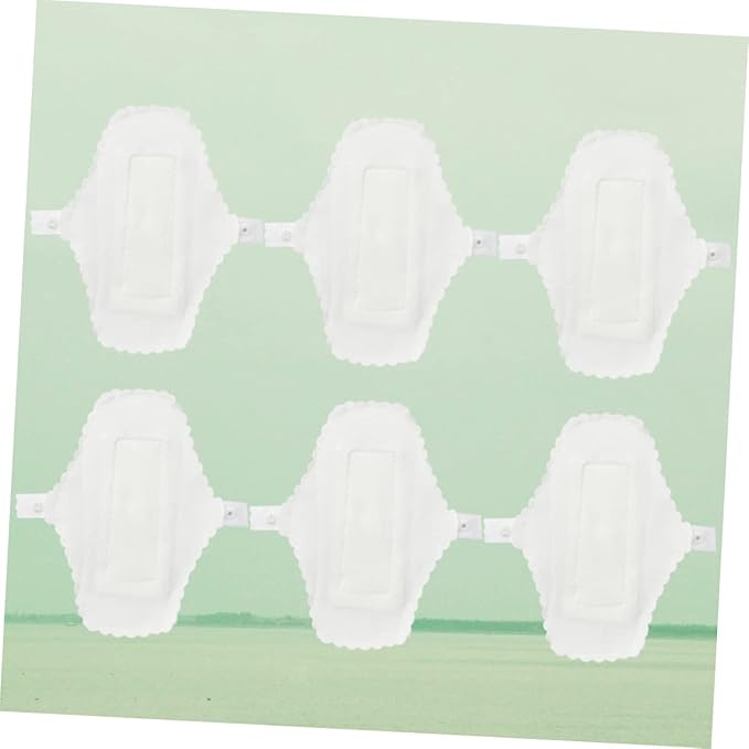 6Pcs Washable Reusable Sanitary Pads Menstrual Cloth Liners for Women White Period Pads for Everyday Use