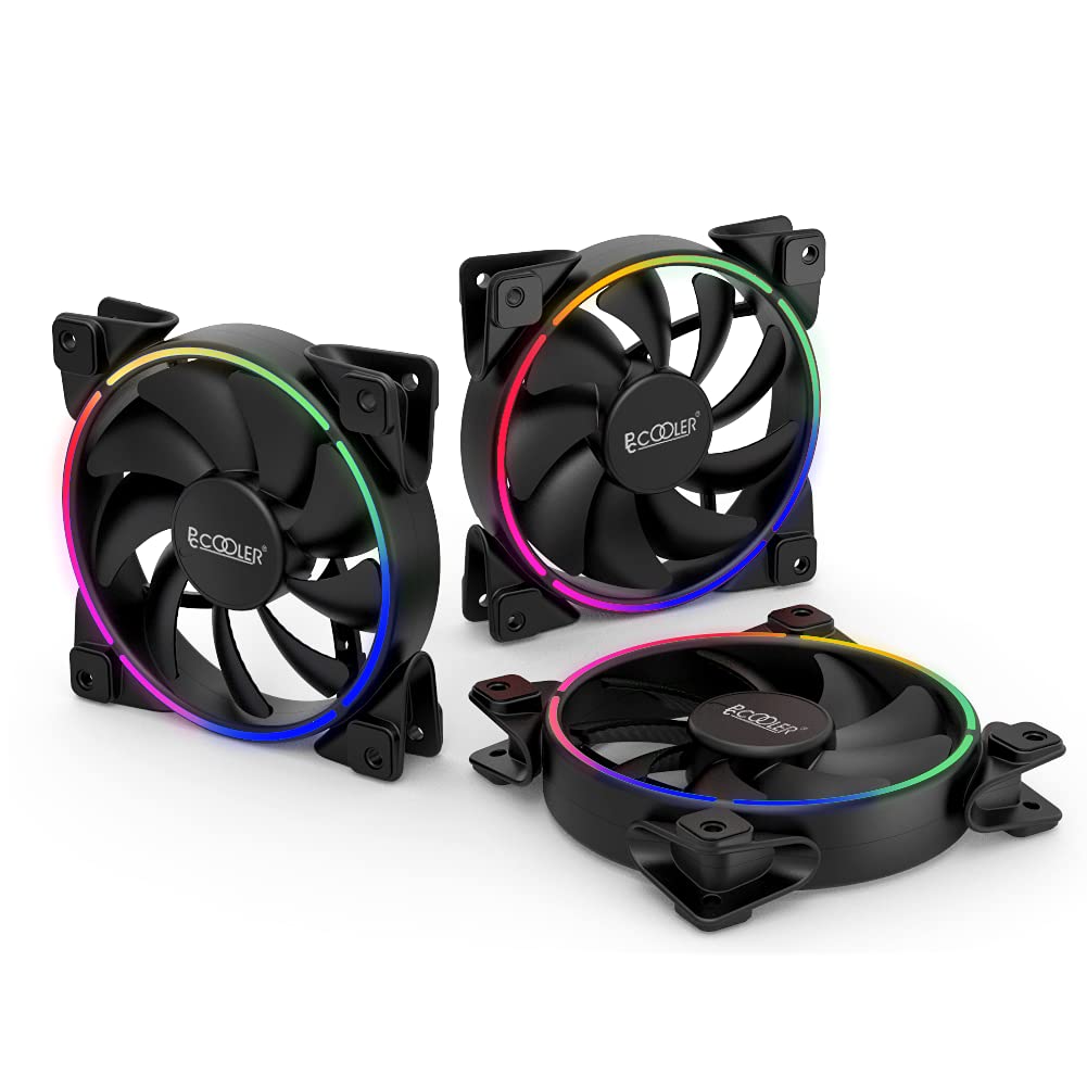PCCOOLER 3-in-1 ARGB Cooling Fans KIT with Controller for Desktop Computers, 4.92 inches, 2000 rpm, 29.1 decibels
