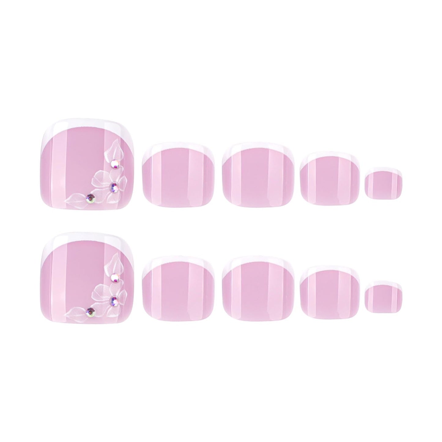 FIEONCIY Press on Toenails with Designs Acrylic Fake Nails for Toe Artificial False Nails with Charms Glue on Toe Nails for Spring Summer Stick on Toenails for Women Girls(JP3806)