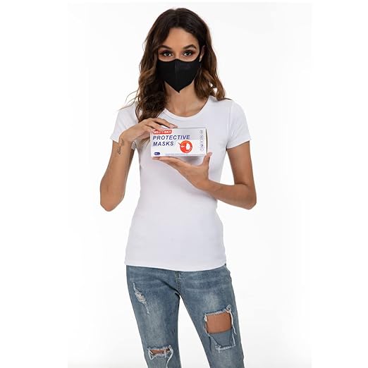 Medi-sky 3D Disposable Mask for Adults, Elastic Cloth Ear Straps Breathable Face Mask Individual Package 50pcs Black