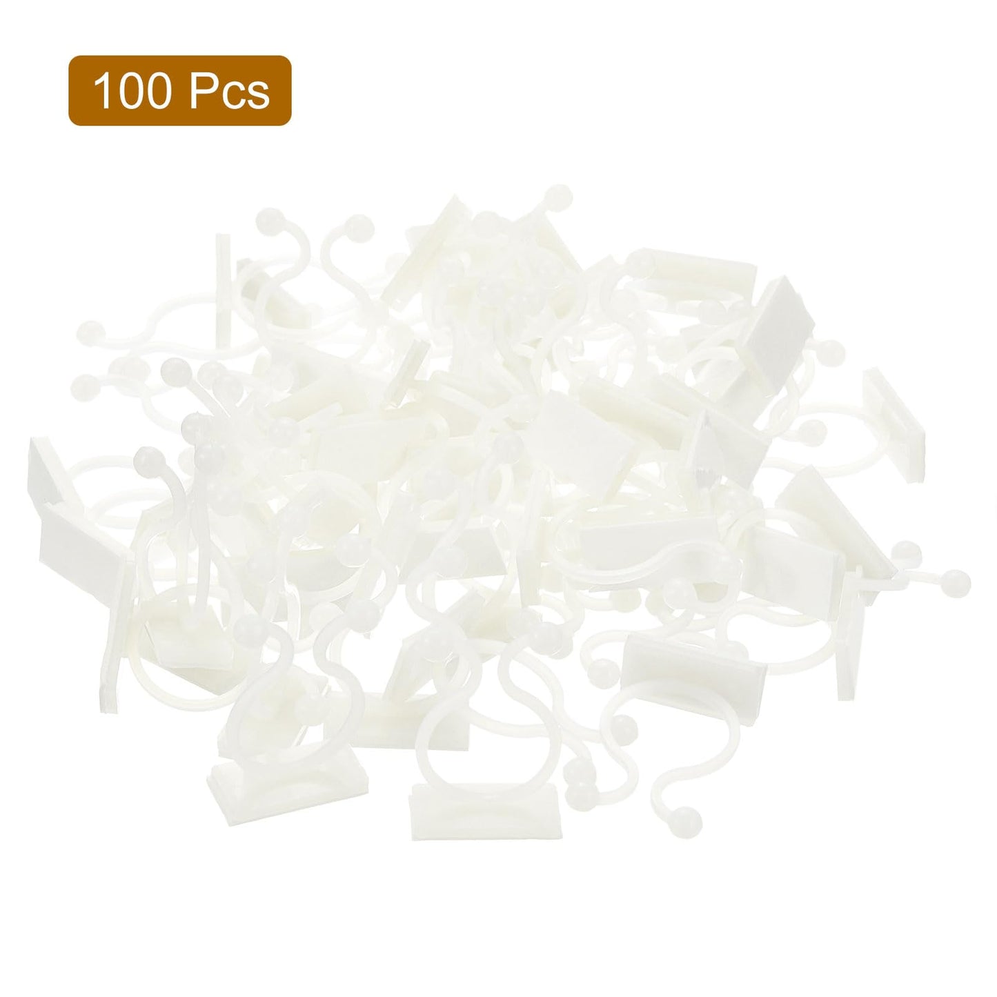 uxcell 100Pcs Plant Climbing Wall Fixture Clips, Plant Fixer Self-Adhesive Hooks Wire Fixing Supporting for Indoor Outdoor Decoration and Cable Wire Fixing (White, 16.2mm/0.64")